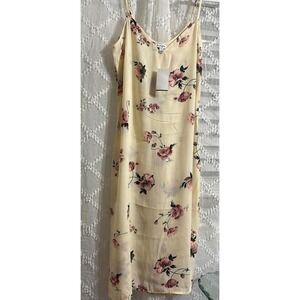 Lovesick Floral Midi Slip Dress Cream Pink V-Neck Adjustable Straps NWT Womens